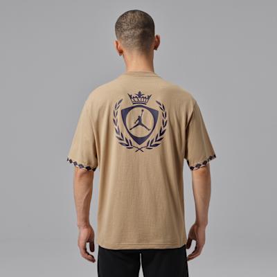 Jordan As M J T Shirts Men s Khaki/Black Crew Neck Moderate M