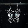 Vintage Silver Diamond Inlaid Seahorse Shaped Earrings Exquisite Alloy Hand Wound Metal Party Shopping Women 'S Earrings Jewelry