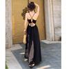 Beach Skirt Texture Tea Break French Hepburn Style Seaside Vacation Neck Dress Women's Summer New