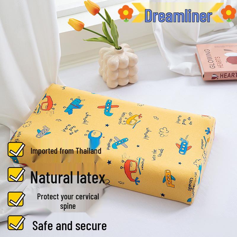 Thailand Latex Pillow Core for All Seasons – Cartoon Design with Cotton Knitted Pillowcase for Students and Babies