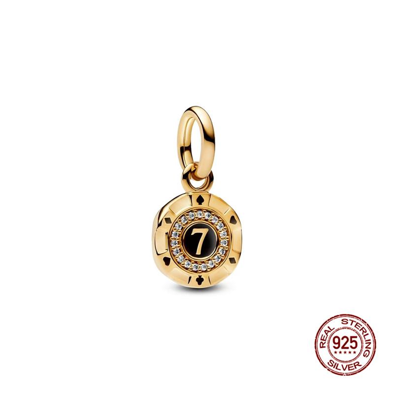 Original Charms Copper Number 7 Poker Chip Charms Beads Fits 3Mm Original Bracelet For Women Diy Fine Jewelry Gifts