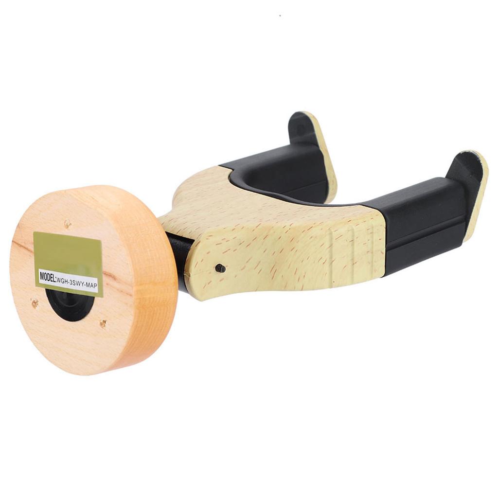 Guitar Wall Mount Hanger Holder Wood Base Plastic Rubber Hook Body (Yellow Wood Color)