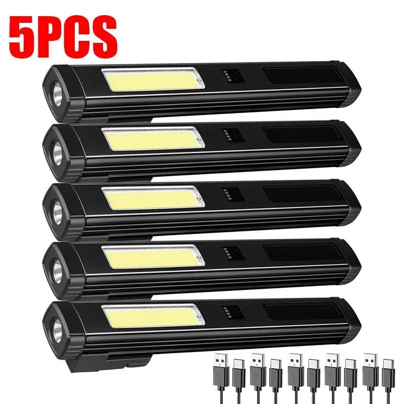 COB Magnetic Work Light USB Rechargeable LED Flashlight New Portable Lantern Camping Torch Car Repair Lamp With Built-in Battery