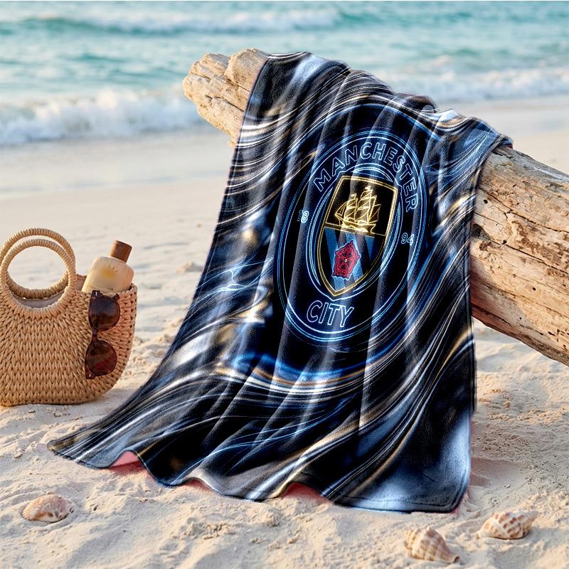 Asciugamano da Spiaggia in Microfibra con Stampa Manchester City Asciugatura Rapida Assorbente Grande Asciugamano per Spiaggia Nuoto Viaggio