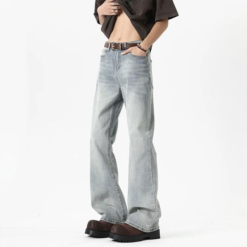 Versatile American Trendy Brand Wide-leg Trousers Street Washed Jeans Men's Loose Retro Fitean Trend
