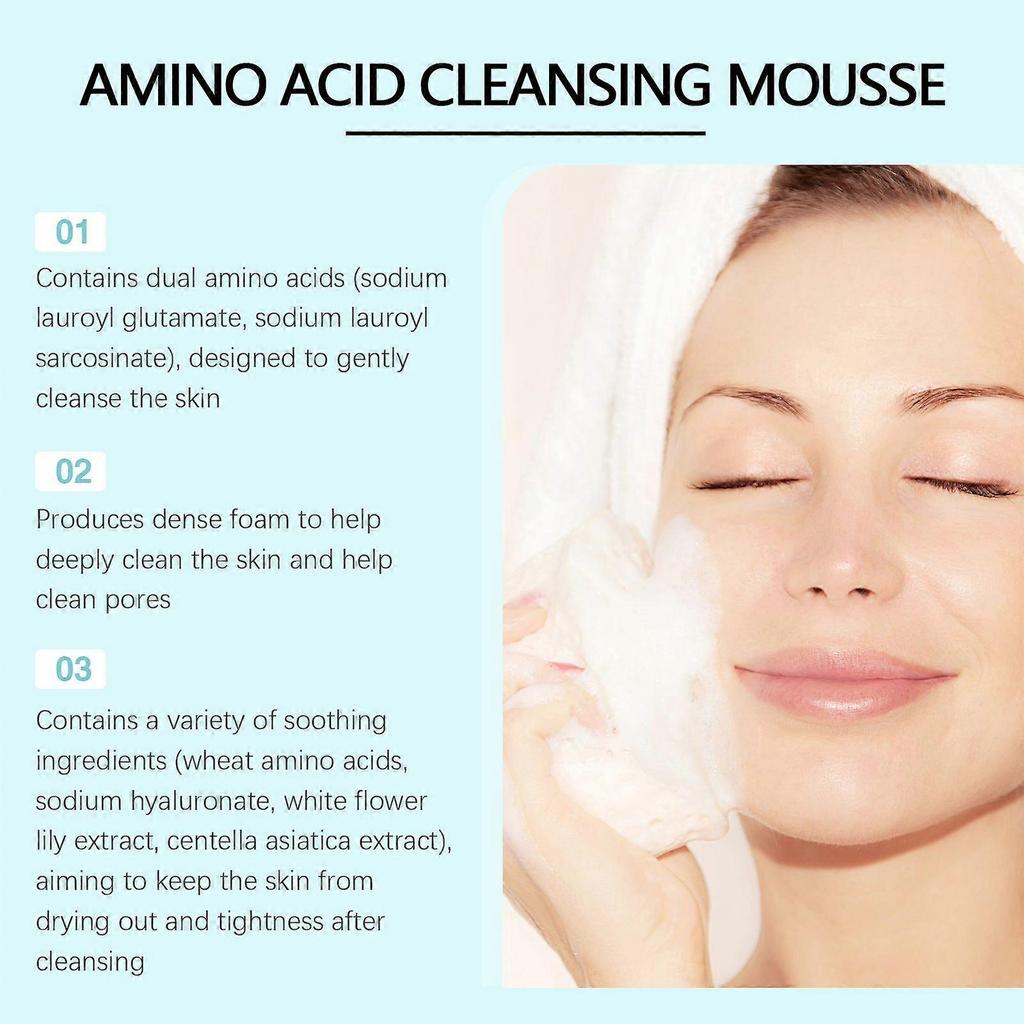 Jaysuing Amino Acid Cleansing Foam - Gentle Facial Cleanser, Hydrating And Moisturizing, Repairs And Cleanses Facial Skin