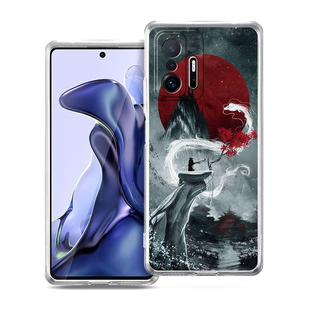 Japan Redsun Samurai bushido Phone Case For Xiaomi 14 13 12 Lite Mi 11 11X 13T 12T For Poco X5 X4 X3 NFC F5 F4 M4 Pro 5G Cover