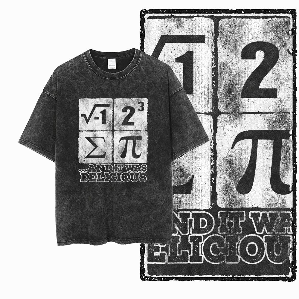 SC MATH THEME PAI Printed Cotton Acid Washed Exclusive Graphic Unisex T Shirt Cool Streetwear Men Tshirts Big Size Tee for men
