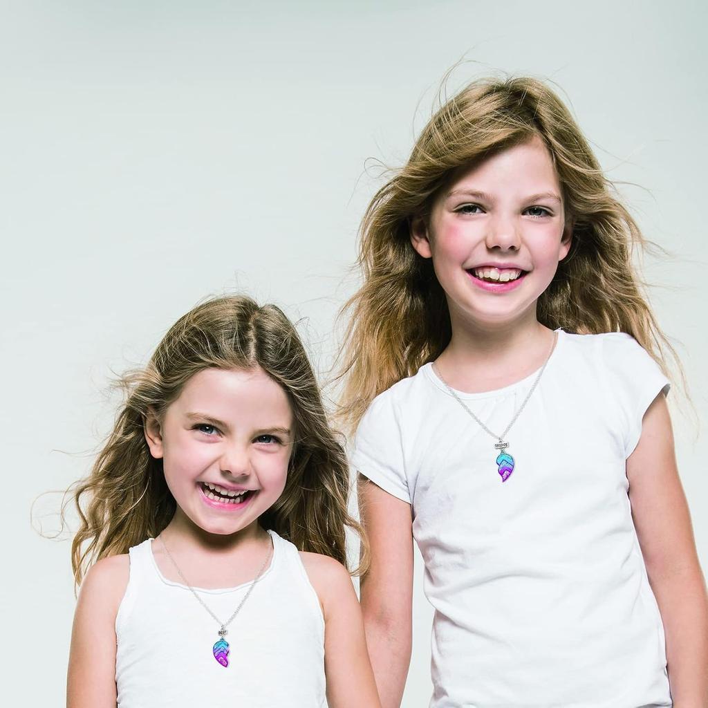Best Friends Half Heart Pendant Necklace for Children, Kid's Best Friend Jewelry,Friendship Gift Girls BFF Necklaces-Love