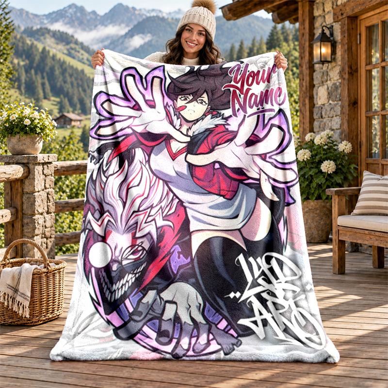 Dandadan Custom Name Flannel Blanket Personalized Soft Warm Plush Throw Blanket Customized Gift for Family Friends