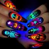 Halloween Nail Art Collection - 24 Pcs Press-On Nail with Eerie Skeletons, Fun Pumpkins, and Spooky Bat Designs