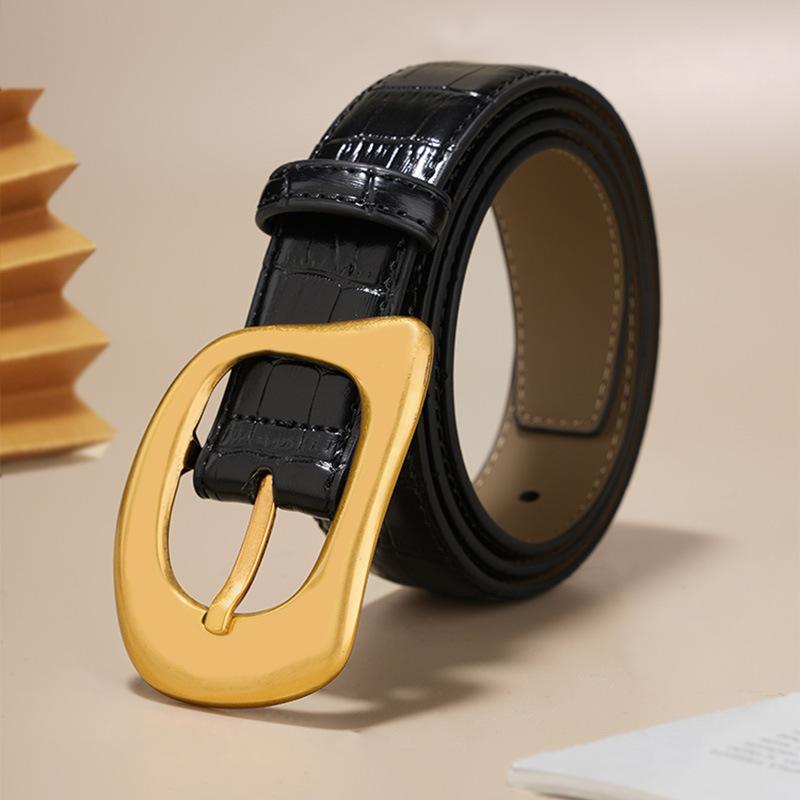 Women's Belt, Women's Genuine Leather Pin Buckle Belt, Fashionable and Versatile Simple Decorative Casual Pants Belt