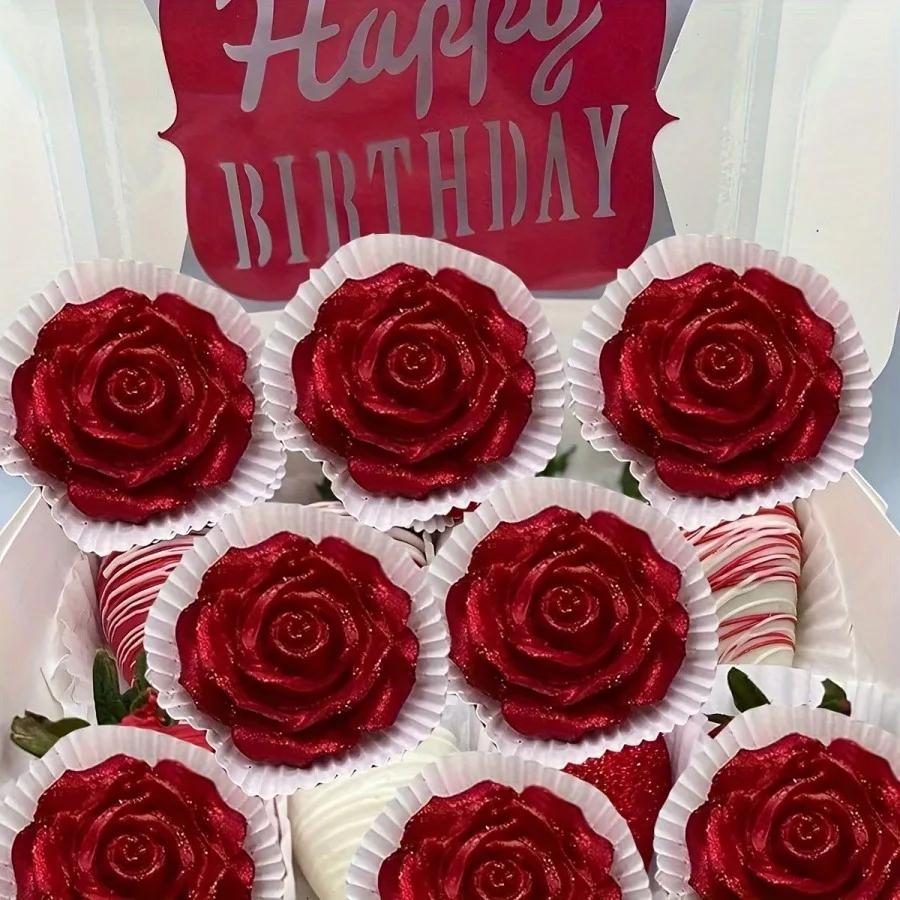 Květ Květ Růže Tvar Silikonová DIY 3D Forma na Dort Fondant Mýdlo Cupcake Cukroví Čokoláda Želé Dekorace Pečicí Nástroj Formy