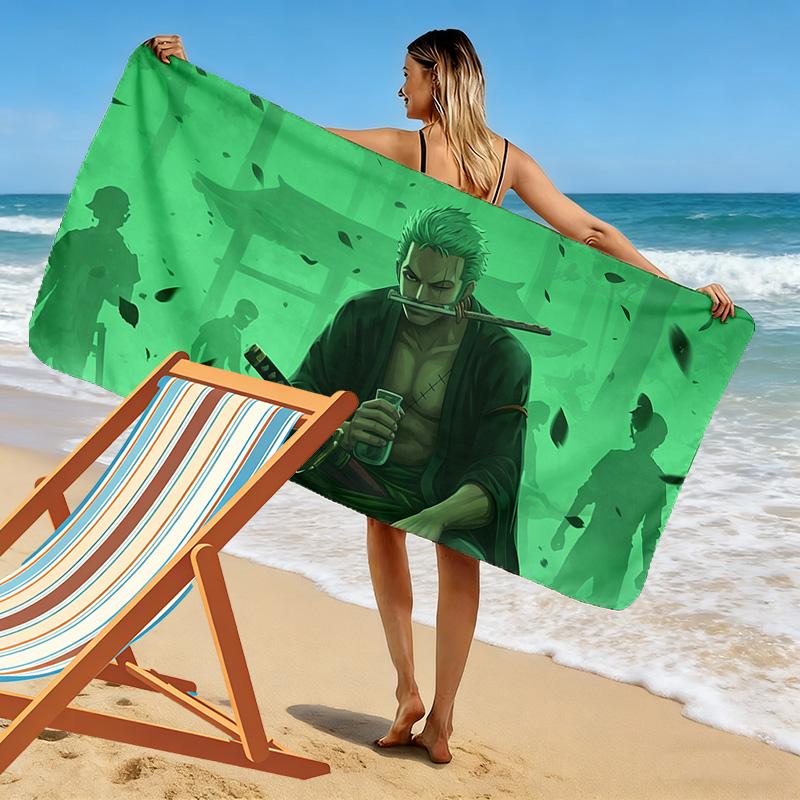 Roronoa Zoro Wano Print Beach Towel, Large Soft Quick Dry Towel for Beach Camping Swimming