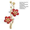 Plum Blossom Shape Brooch Pin with Shiny Rhinestones Flower Corsage Suit Lapel Pin Clothes Decoration Accessory