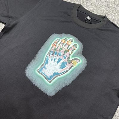 Unisex Skateboard Style Neon Hand Print Crewneck TShirt Unisex Unisex Casual Short Sleeve Black Cotton Top Oversized Patta T Shirt