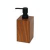 Walnut Texture Pump Bottle Long-Lasting Resin Refillable Shampoo Bottle Square Lotion Dispenser Elegant Design Bathroom