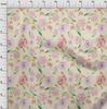 oneOone Cotton Flex Cream Fabric Flower & Leaves Watercolor Diy Clothing Quilting Fabric Print Fabric By Yard 40 Inch