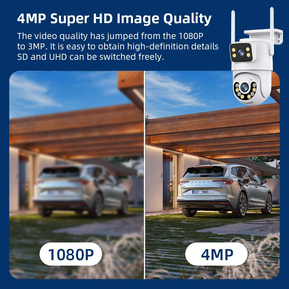 8MP 4K PTZ Wifi kamera Bezdrátová venkovní sledovací kamera se dvěma čočkami Ai Human Detect Security IP kamera Auto Tracking Aplikace iCSee