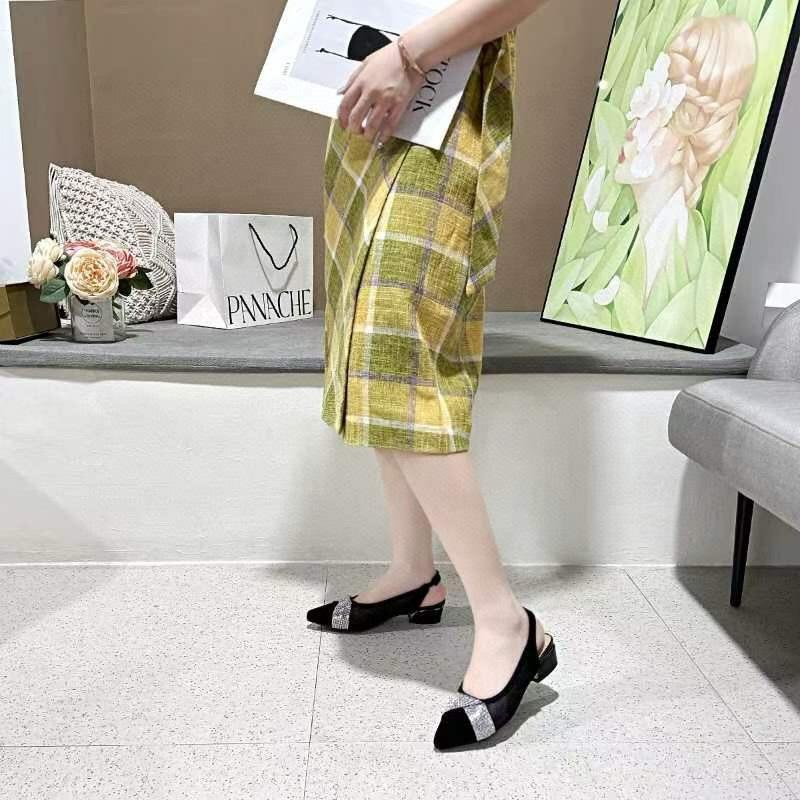 Pointed high-heeled sandals women's 2025 summer new mesh rhinestone rear empty sandals two high-temperament fashion shoes