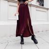 High Waist Vintage Houndstooth Plaid Warm Wool Long Skirt for Women Elegant Casual  A-Line Split Longas Female Skirts