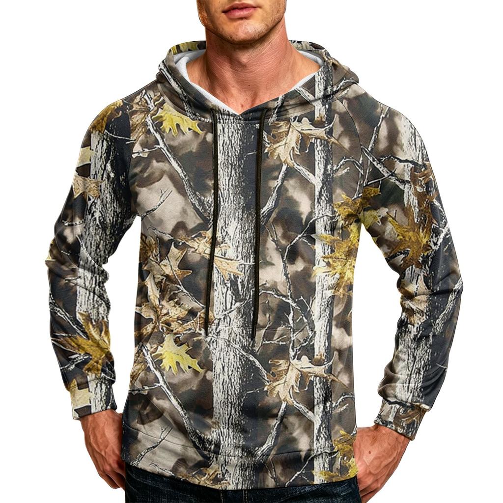 Men's Printed Casual Hoodie with Pocket and Drawstring for Everyday Wear