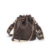 Retro versatile printed portable messenger bag drawstring autumn new classic women's bag shoulder small bucket bag