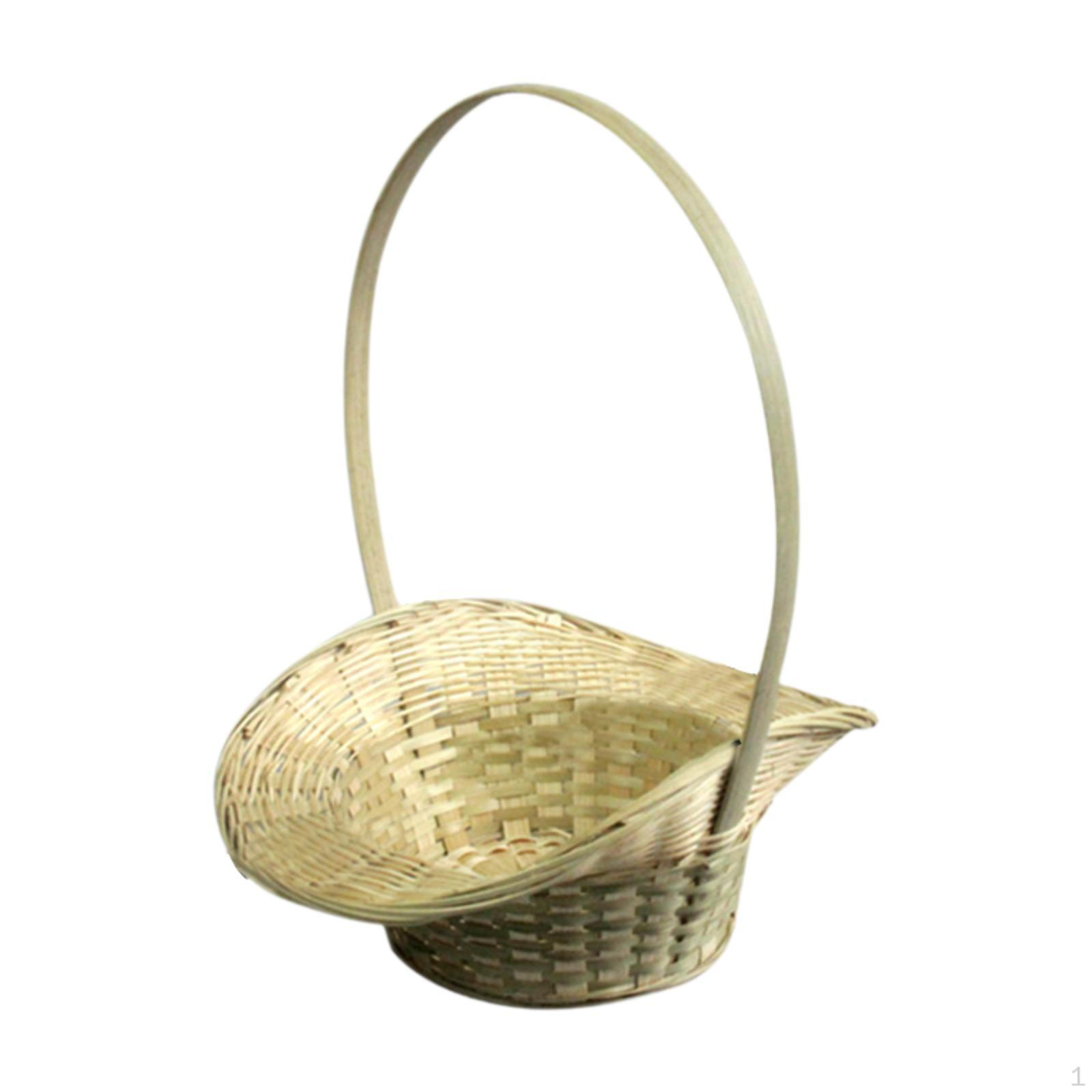 

Бамбуковая корзина, цветочная корзина, корзина для хранения яиц ручной работы, ручка для пикника для конфет Wooden
