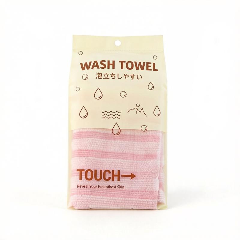 Japonská exfoliační žínka Dlouhý saunový ručník na drhnutí zad, Polyesterový sprchový exfoliační pásek pro hloubkové čištění 3