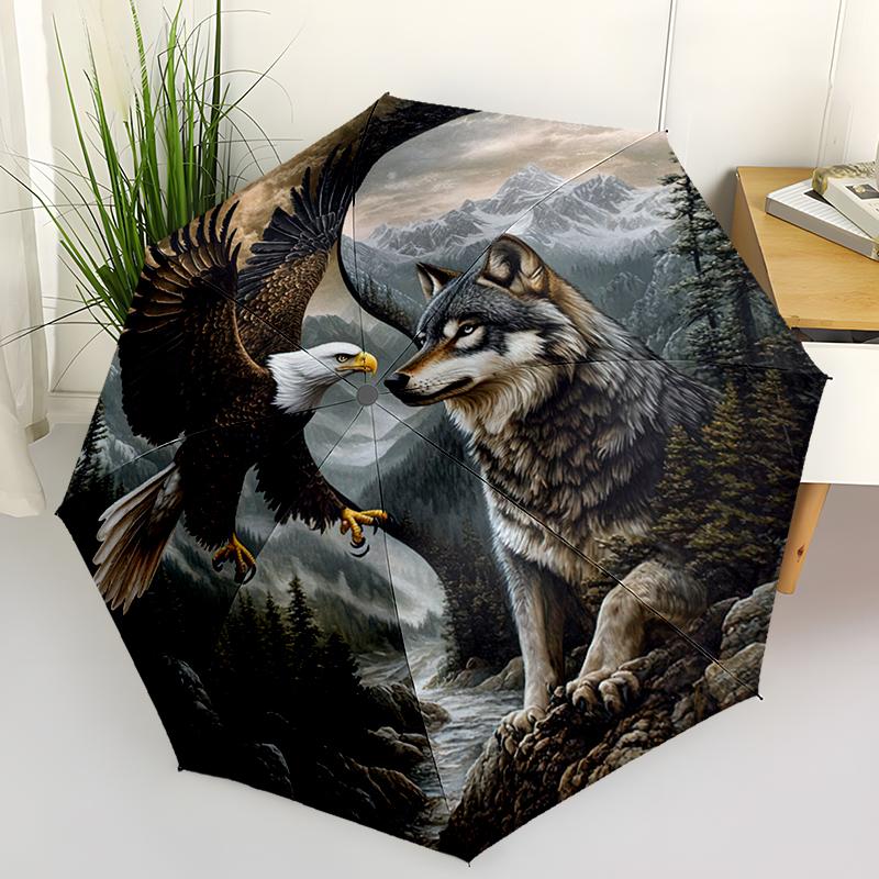 Beautiful Peacock and Animal Utomatic Folding Umbrella: Compact 8-rib Design For Outdoor Daily Compact Umbrella Perfect Gift For Friends And Family