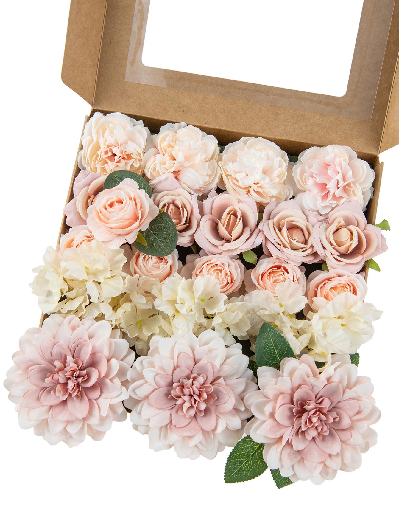 

Искусственные цветы шелковая смесь георгин пион роза гортензия со стеблем подарочная коробка сделай сам свадебные букеты настольное украшение для вечеринки оранжевый