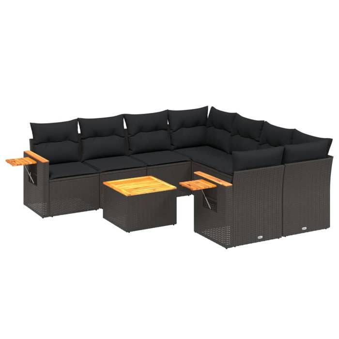 VidaXL Garden Lounge Set with Cushions 9 Pcs, Patio Sofas, Patio Furniture Set, Outdoor Furniture, Black 3259066