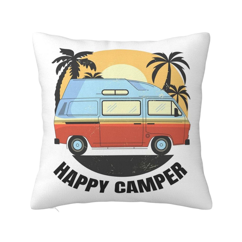 Happy Campers Car Square Pillowcase Cushion Cover Pillow Case Throw Pillow Cover for Home Sofa Living Room