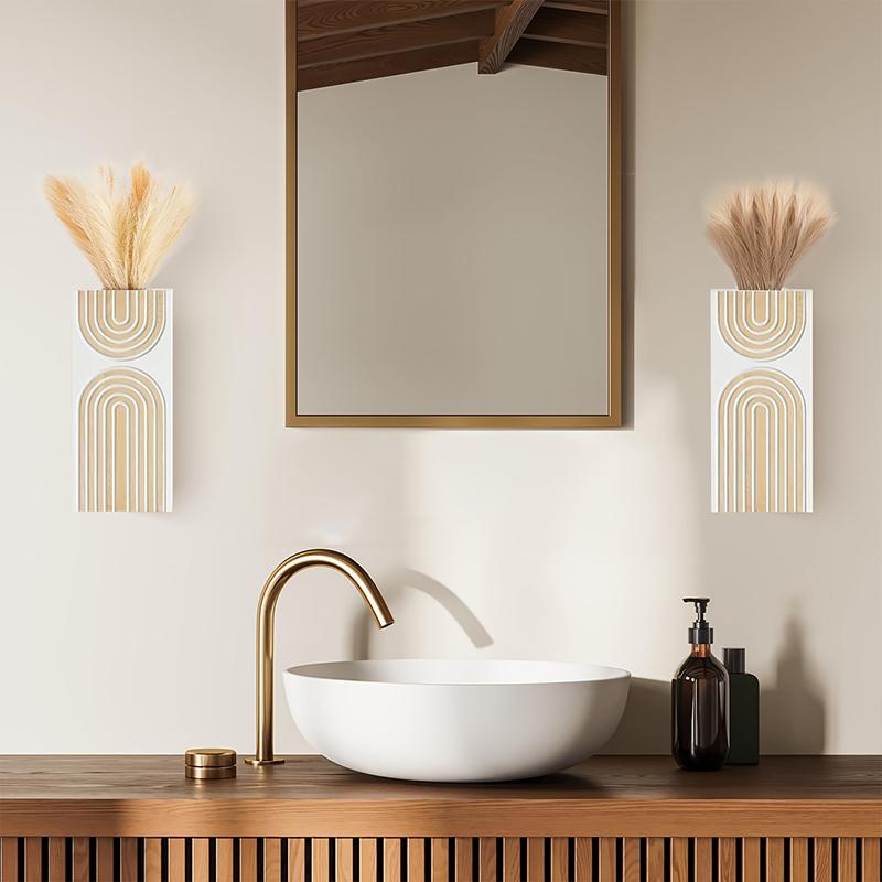 30cm*14cm Floral Art Home Flower Vase Crafts Wood Ornaments Wall Hanging Handmade Bohemia Garden Home Decoration