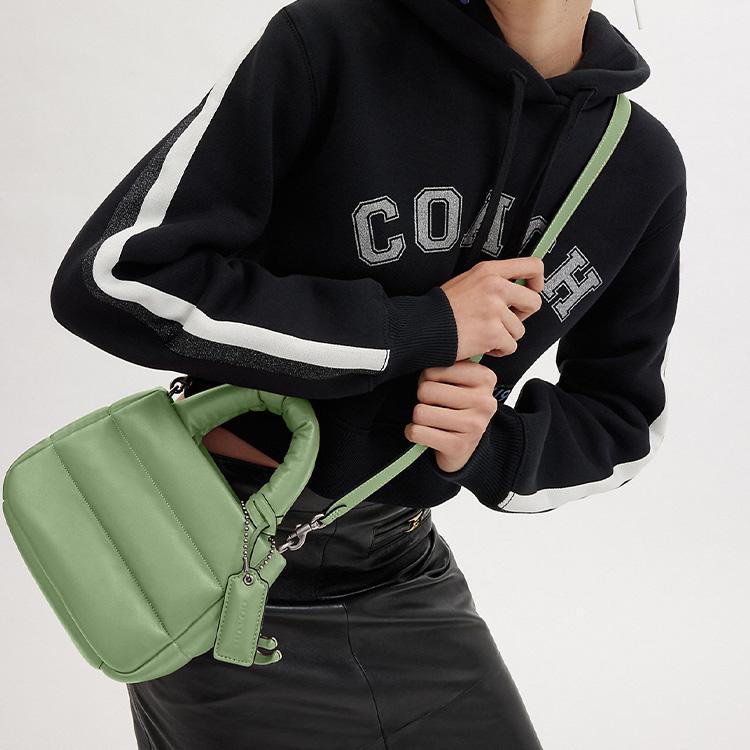 Coach Pillow 21 Snap Closure Napa Leather Pillow Tote Shopping Bag Shoulder Crossbody Handbag Small Women Tote Light-Pistachio CL592-LHTY6