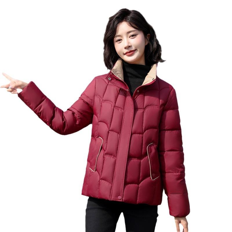 2025 Winter New Korean Version of Fashion Stand-up Collar Small Cotton Jacket Slim Slimming Down Cotton Jacket Female Student Padded Jacket