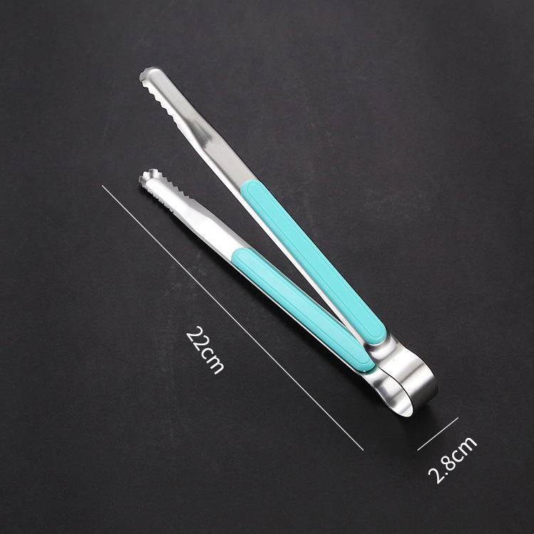 Stainless Steel Food Clip BBQ Steak Bread Salad Picnic Silicone Non-slip Handle Tong Party Portable Kitchen Cooking Baking Tools