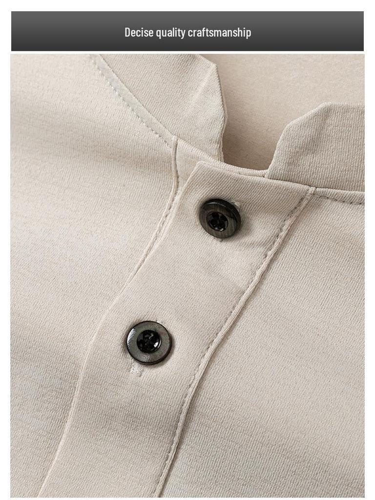 Men's Summer Short Sleeve Henley Collar Polo Shirt - Loose Fit, Solid Color, Casual Versatile T-shirt