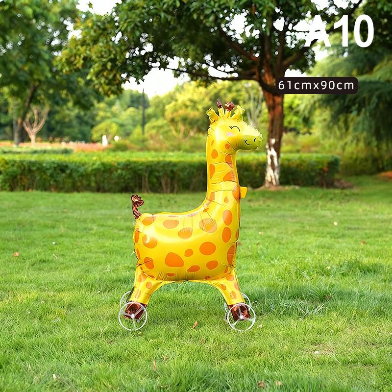 4D Cartoon Foil Balloons Elephant Stand Walking Balloon With Wheel For Kids Birthday Party Decoration Baby Shower