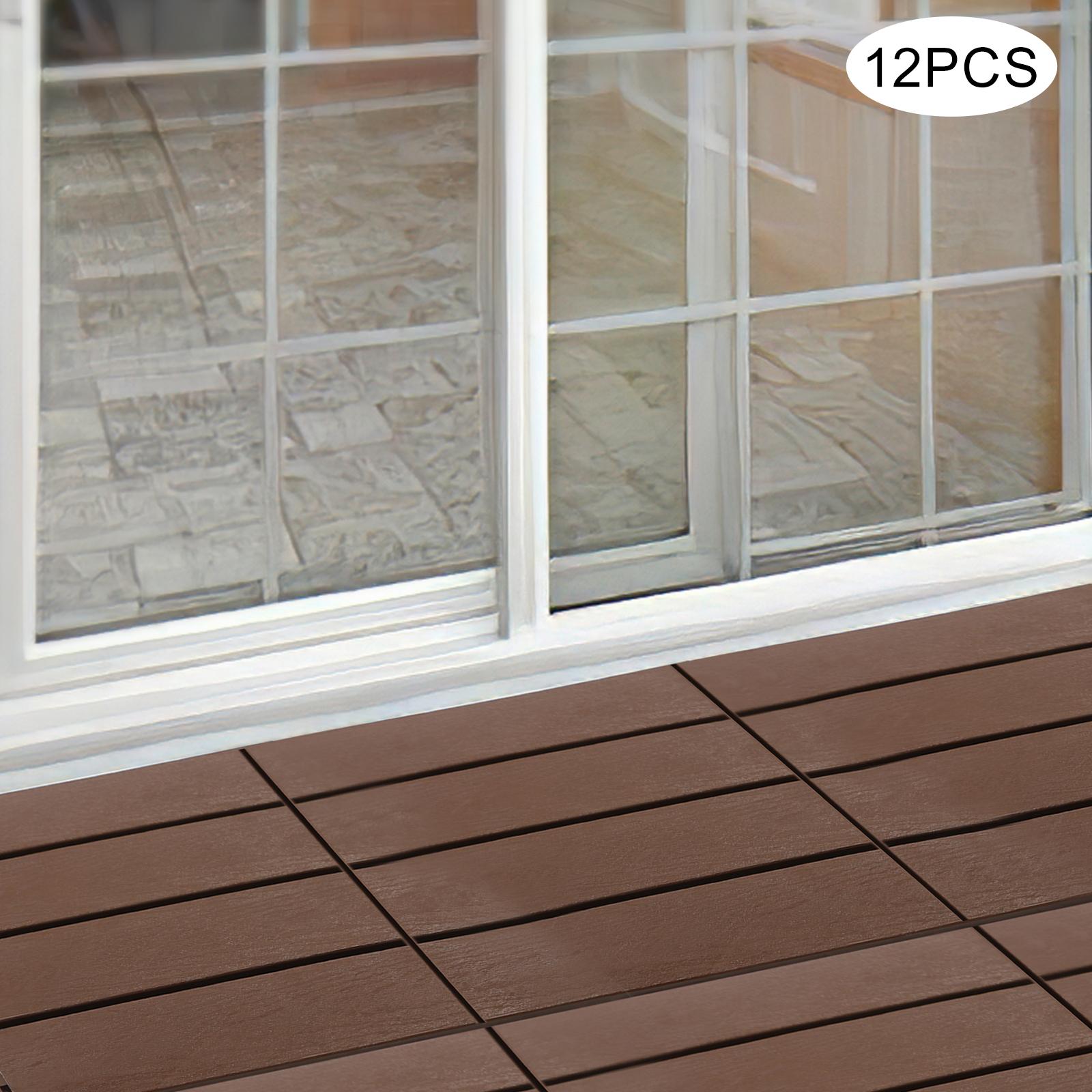 

Interlocking Deck Tiles, 12-Pack Wood Grain Floor Tiles – 12x12 Inch Waterproof Patio Tiles for Balcony, Porch, Indoor & Outdoor United States