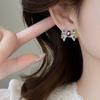 Zircon Korean Style Stud Earrings Blue Pink Bowknot Ear Studs Simple Crystal Bow Earrings  Women
