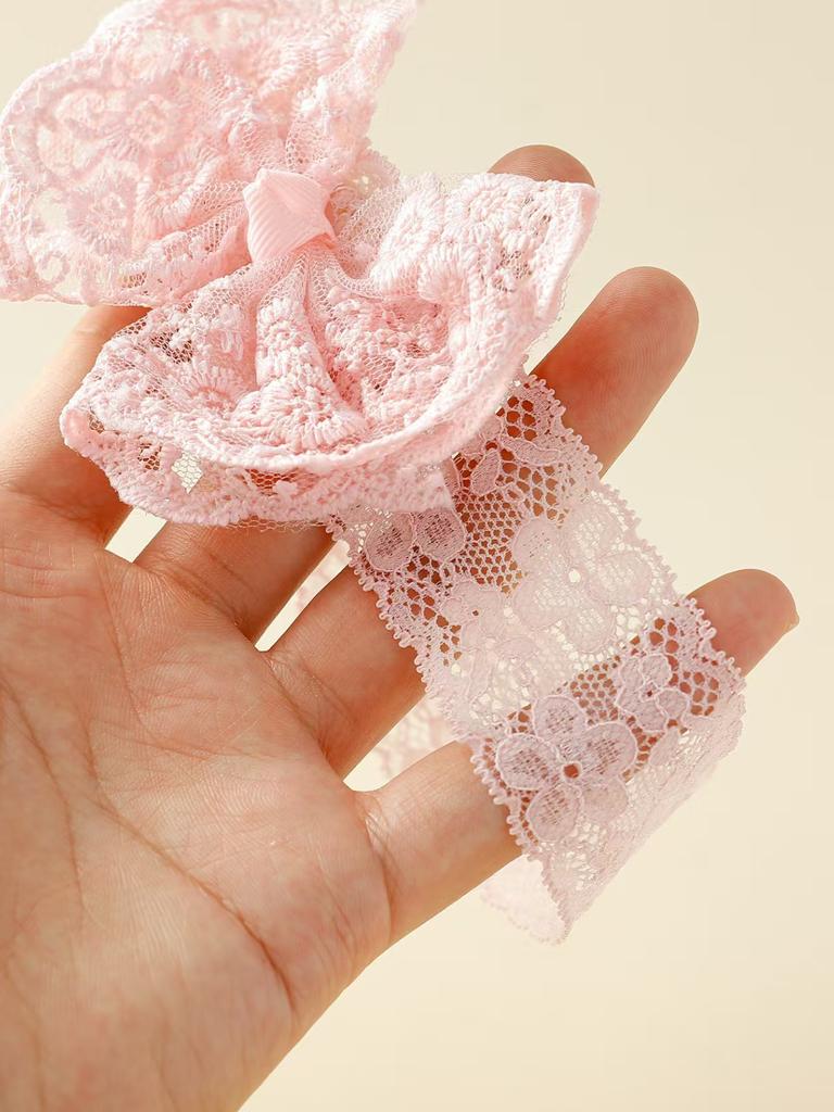 2Pcs/Set Newborn Baby Socks Bow Headband Set Beauty Infant Toddler Girls Lace Bowknot Elastic Hairband Soft Anti-slip Girls Sock