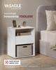 VASAGLE LET777W04 Bedside Table, Tool-Free Assembly, Side Table with Power Strip and Drawer, Modern, Bedroom, Living Room, Matt White