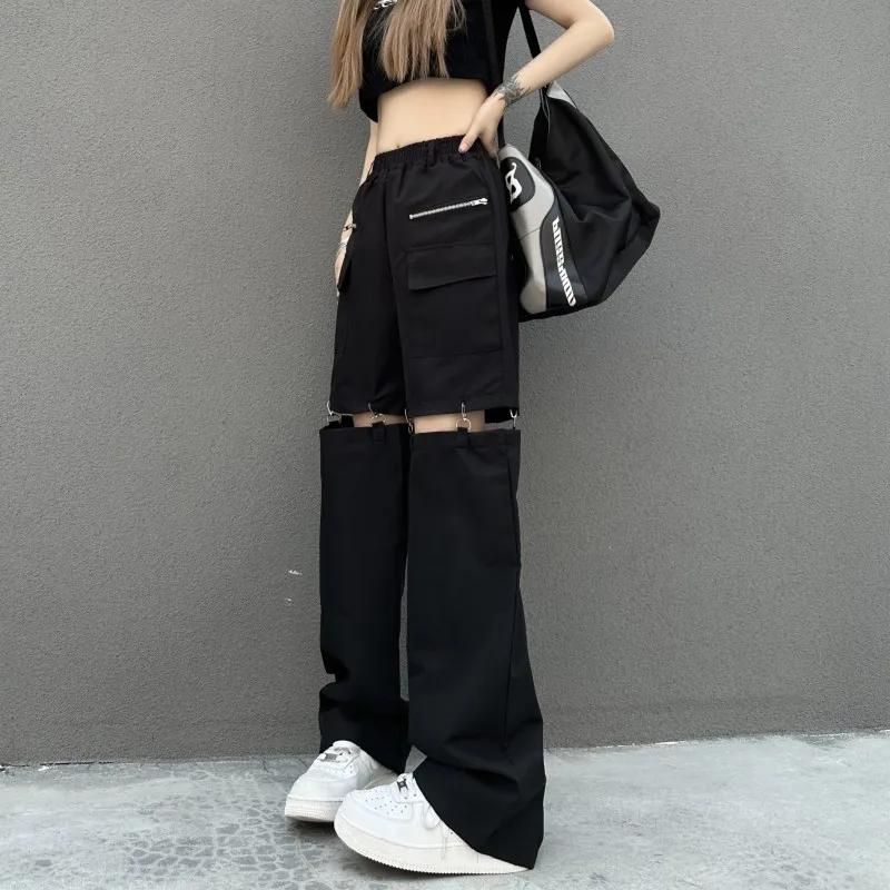 Odnímateľné nohavice Ženy Streetwear s vysokým pásom Sladké Cool Dievčatká Korejská móda Všestranné Ležérne Hip-hop Unisex jarné nohavice