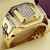 Klassischer Dominanter Goldfarbener Herrenring mit Zirkonia-Steinen besetzt Ehering Punk Schmuck