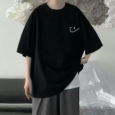 Kurzarm-T-Shirt Herrenmode Marke Sommer Lose Halbarm 2024 Neue Internet Celebrity Fashion Ins Einfach Bedrucktes Oberteil