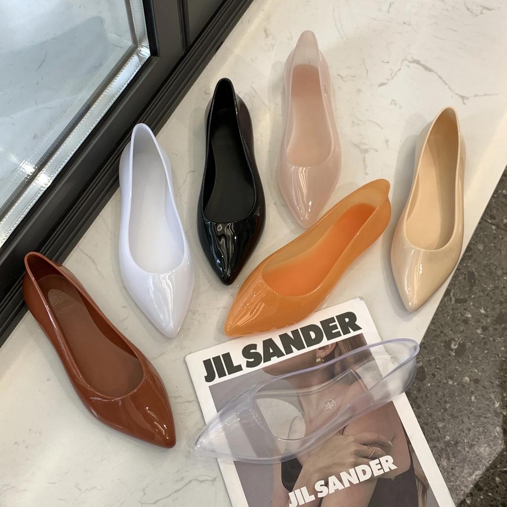 2015 Damen Sommer PVC Spitzsandalen Einfarbig Flache Lässige Sandalen