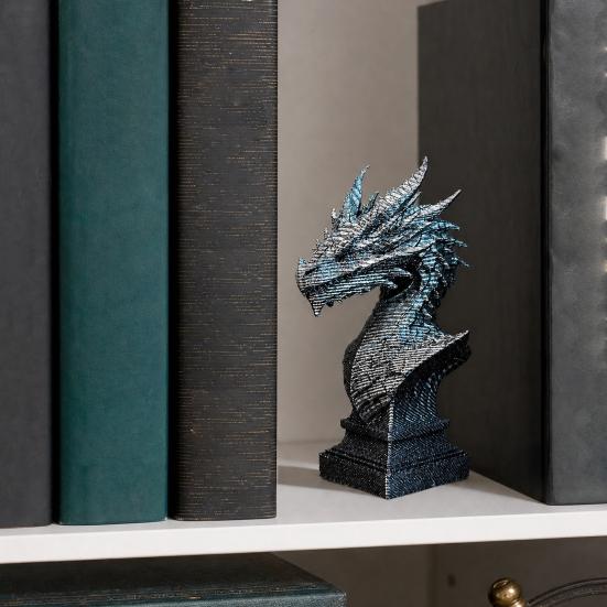 3D Printed Ancient Dragon Bust Sculpture, Realistic Scales & Spikes, One-piece Molding Decor with Multiple Colors, Compact Ornament for Living Room