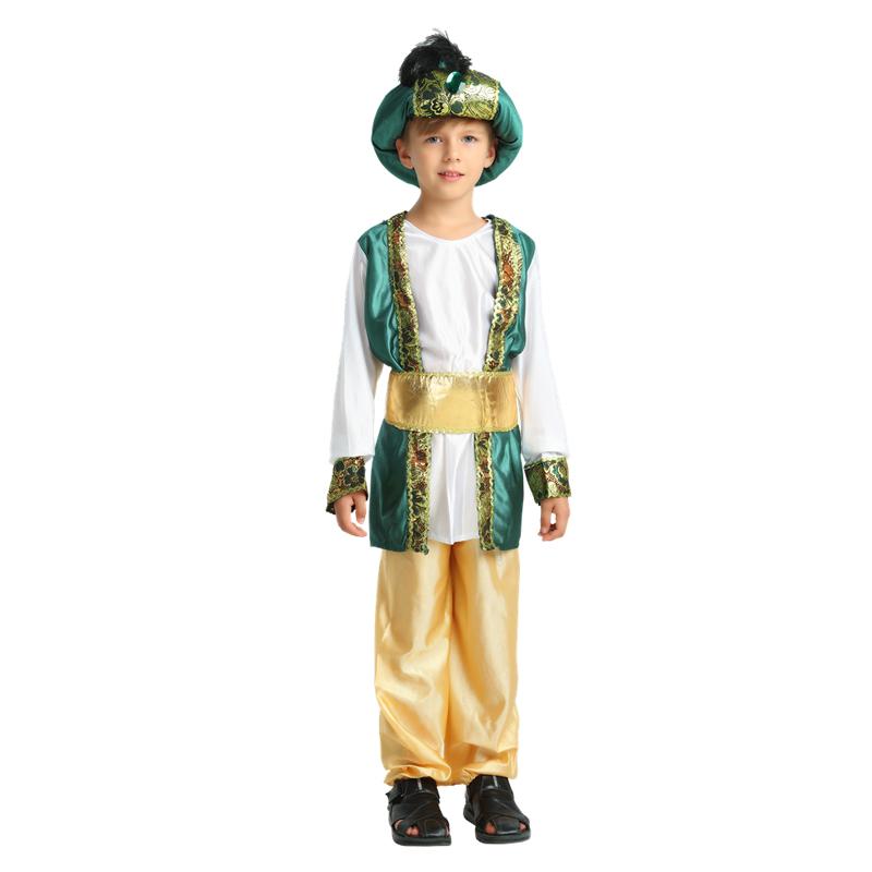 Purim halloween Party Aladdin Costumes Aladdin Lamp genie costume Adam prince Fantasia Arab Clothing boy Carnival M