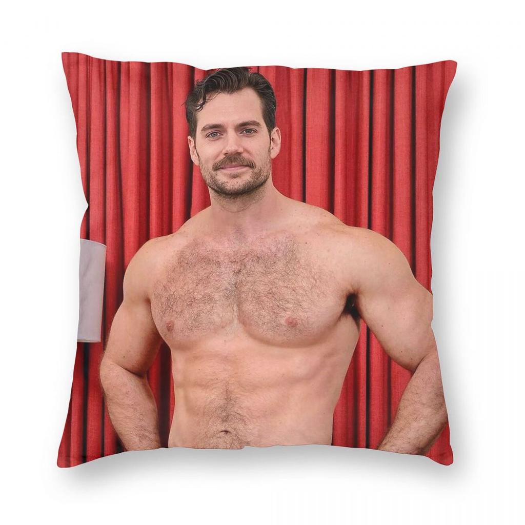 Henry Cavill Sexy Square Pillowcase Polyester Linen Velvet Printed Zip Decor Throw Pillow Case Sofa Cushion Cover